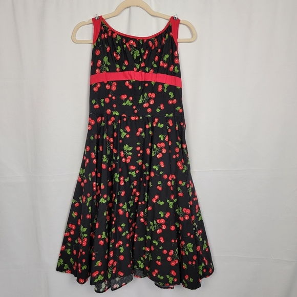 Cherry Print Black Halter Dress #1281 - Picture 7 of 13